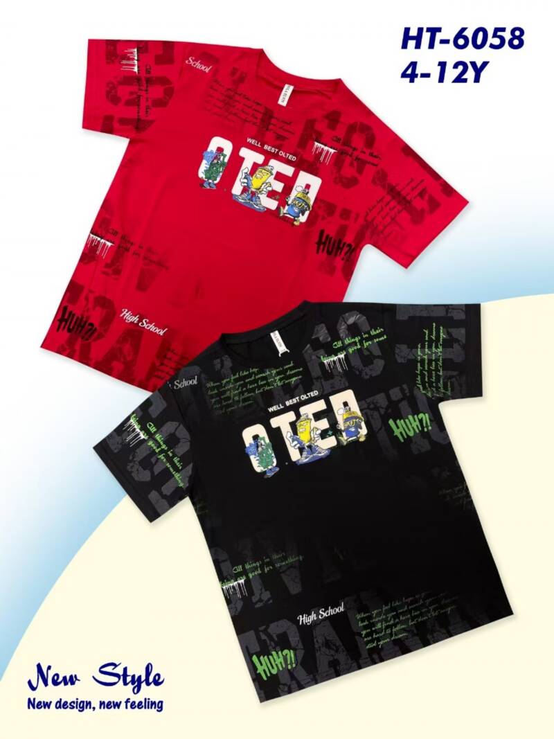 Bluzka chłopięcy. Roz 4-12. 1 Kolor Paczka 5 szt. 1